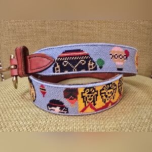 Vintage Handmade Hot Air Balloon Needlepoint Belt